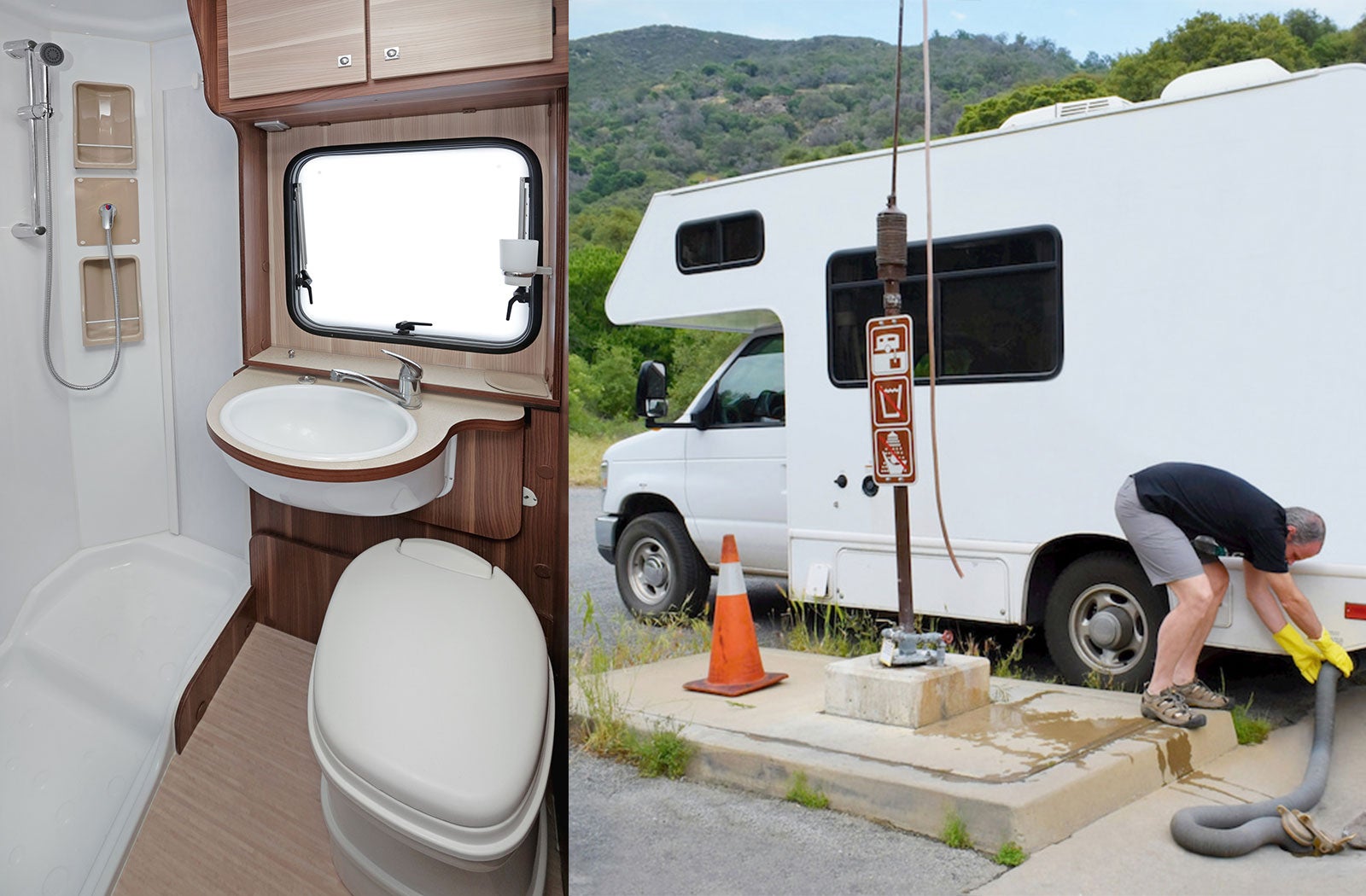 Portable RV/camper toilet and holding tank setup in Lexington, North Carolina