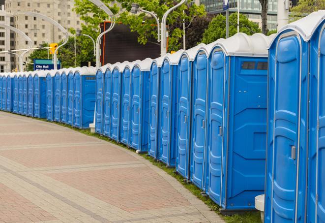 Seasonal porta potty units set up at a Lexington, North Carolina venue
